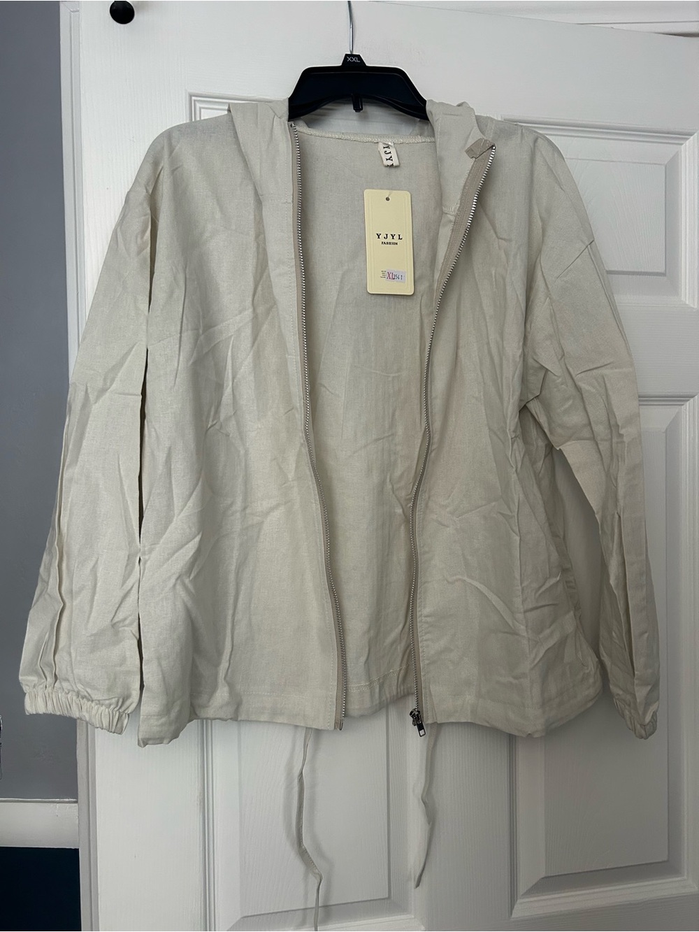 Light Cream Hooded Zip Jacket - Women's Casual Sweater